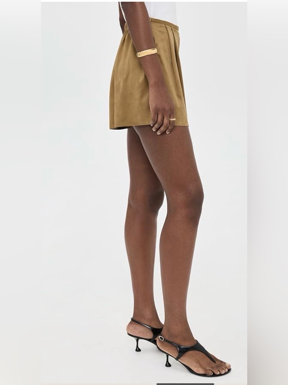 Norma Kamali faux suede pleated shorts